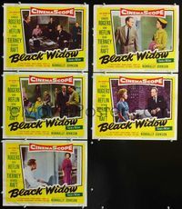 1d455 BLACK WIDOW 5 movie lobby cards '54 Ginger Rogers, Gene Tierney, Van Heflin, George Raft