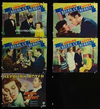 1d459 BREAK OF HEARTS 5 movie lobby cards '35 Katharine Hepburn, Charles Boyer, includes title card!
