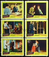 1d311 LONG WAIT 6 movie lobby cards '54 Mickey Spillane, Anthony Quinn & sexy girl with gun!
