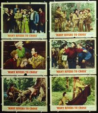1d319 MANY RIVERS TO CROSS 6 movie lobby cards '55 Robert Taylor, Eleanor Parker, Victor McLaglen