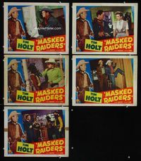 1d542 MASKED RAIDERS 5 movie lobby cards '49 cowboys Tom Tyler & Richard Martin!