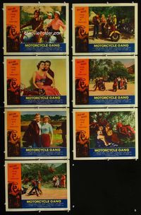 1d121 MOTORCYCLE GANG 7 movie lobby cards '57 Anne Neyland, AIP biker classic!