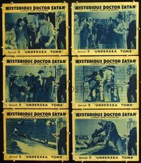 1d330 MYSTERIOUS DOCTOR SATAN 6 Chap 3 movie lobby cards '40 masked hero vs. mad scientist serial!