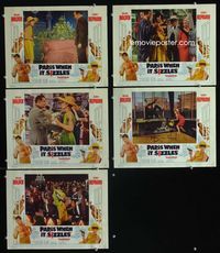 1d552 PARIS WHEN IT SIZZLES 5 movie lobby cards '64 Audrey Hepburn & William Holden in France!