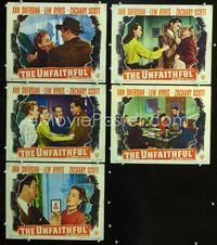 1d606 UNFAITHFUL 5 movie lobby cards '47 shameless sexy Ann Sheridan, Lew Ayres, Zachary Scott!