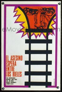 1e051 NA KOLEJICH CEKA VRAH Cuban movie poster '72 Josef Mach, cool railroad art by Navarro!