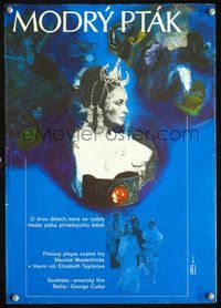 1e137 BLUE BIRD Czech movie poster '76 Elizabeth Taylor, Jane Fonda, cool art by Hermanska!