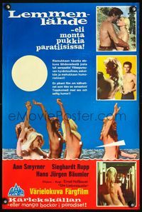 1e030 FOUNTAIN OF LOVE Finnish movie poster '68 barest, bawdiest sex, many nude teens covorting!