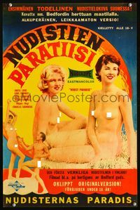 1e032 NUDIST PARADISE Finnish poster '58 sexiest nude girls, the original version, art by R. Maatta!