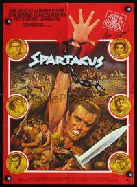 1e023 SPARTACUS French 15x21 R70s Kubrick, Kirk Douglas by Jean Mascii, signed by Jean Simmons!