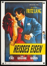 1e207 BIG HEAT German movie poster R80s art of Glenn Ford struggling with Gloria Grahame, Fritz Lang
