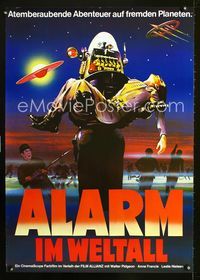 1e235 FORBIDDEN PLANET German movie poster R70s great artwork of Robby the Robot!