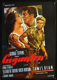 1e237 GIANT German movie poster R80s art of James Dean, Liz Taylor & Rock Hudson by Rolf Goetze!
