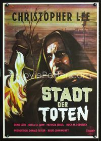 1e239 HORROR HOTEL German movie poster '60 artwork of cloaked Christopher Lee, English horror!