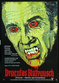 1e272 SCARS OF DRACULA German R1970s great close up art of vampire Christopher Lee, Hammer horror!