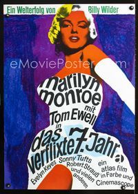 1e273 SEVEN YEAR ITCH German movie poster R66 great artwork of sexy Marilyn Monroe!