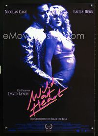 1e284 WILD AT HEART German movie poster '90 David Lynch, sexy image of Nicolas Cage & Laura Dern!
