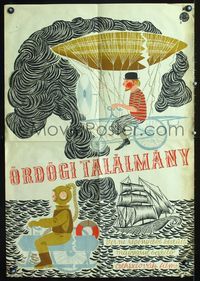 1e034 FABULOUS WORLD OF JULES VERNE Hungarian movie poster '61 cool different sci-fi artwork image!