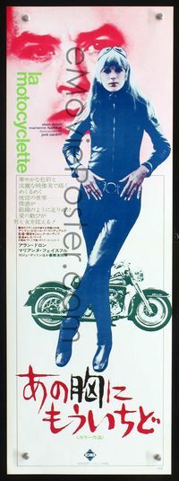 1e317 GIRL ON A MOTORCYCLE Japanese 10x28 poster '68 sexy Marianne Faithfull Naked Under Leather!