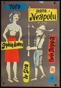 1e466 EVERY DAY'S A HOLIDAY Polish 23x33 poster '57 Vittorio De Sica, art of Loren by Stachurski!