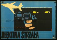 1e472 GOLUBAYA STRELA Polish 23x33 movie poster '58 great pointing gun art by Wojciech Wenzel!