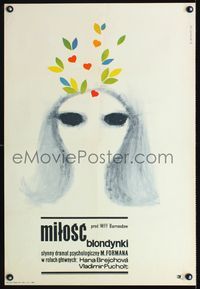 1e499 LOVES OF A BLONDE Polish 23x33 '65 Milos Forman's 1st Czech movie, cool Hanna Bodnar art!
