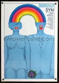 1e542 VZROSLYY SYN Polish movie poster '78 great romantic rainbow art by Maria Ihnatowicz!