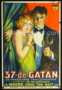 1e019 SIDE STREET Swedish '29 great full art of gangster Owen Moore with sexy girl pointing gun!