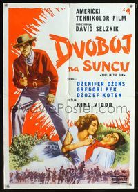 1e085 DUEL IN THE SUN Yugoslavian movie poster '50s Jennifer Jones, Gregory Peck