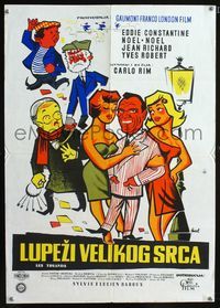 1e087 GANGSTERS Yugoslavian movie poster '56 Eddie Constantine, really cool art by Hurel!