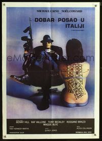 1e095 ITALIAN JOB Yugoslavian movie poster '69 Michael Caine, cool map on sexy girl image!