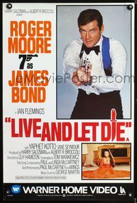 1f133 LIVE & LET DIE video English poster '73 Roger Moore as James Bond, sexy Jane Seymour!