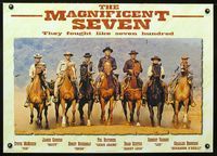 1f046 MAGNIFICENT SEVEN English commercial poster '60 great line-up of stars on horseback!