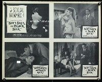 1f149 SOFT SKIN ON BLACK SILK 4 uncut lobby cards '63 Radley Metzger, sexy Agnes Laurent!