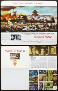 1f094 55 DAYS AT PEKING special 22x28 promo brochure '63 Heston, Gardner, Niven, Dong Kingman art!