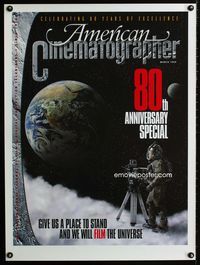 1f009 AMERICAN CINEMATOGRAPHER special 25x33 poster '99 cool image of astronaut filming Earth!