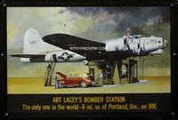 1f012 ART LACEY'S BOMBER STATION special 24x35 '93 cool airplane gas station art by Franz Zadrazil!