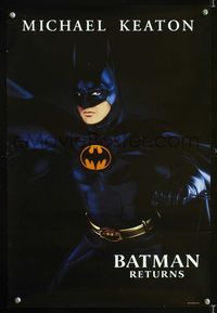 1f168 BATMAN RETURNS special 13x20 poster '92 great close up of Michael Keaton in full costume!