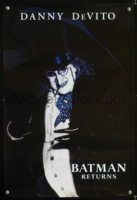 1f169 BATMAN RETURNS special 13x20 poster '92 great Danny DeVito close up in full costume!