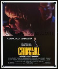 1f104 CRIMINAL LAW special 19x23 poster '88 creepy Kevin Bacon, Gary Oldman