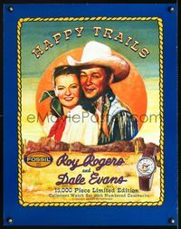 1f121 HAPPY TRAILS special advertising poster '94 art of Roy Rogers and Dale Evans, Fossil watch!
