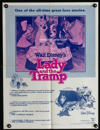 1f131 LADY & THE TRAMP special 19x25 R80s Walt Disney romantic canine classic!