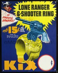 1f002 LONE RANGER 6-SHOOTER RING special 17x22 promo poster 1947 great giant image of the ring!