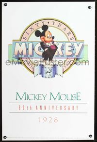 1f050 MICKEY MOUSE 60TH ANNIVERSARY special 24x36 poster '88 Disney, art of Mickey Mouse in tuxedo!