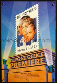 1f057 POST OFFICE PREMIERE U.S. Postal Service poster '82 The Barrymores on a postage stamp!