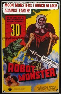 1f062 ROBOT MONSTER video special 25x39 poster R81 3D, the worst movie ever!