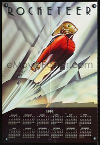 1f147 ROCKETEER special 18x27 poster '91 Disney sci-fi, cool calendar design!