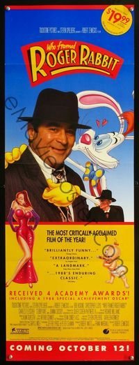 1f093 WHO FRAMED ROGER RABBIT video advance special 13x36 poster '88 Zemeckis, different image!