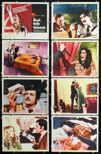 1g144 BLACK BELLY OF THE TARANTULA 8 movie lobby cards '72 wild Italian giallo horror!
