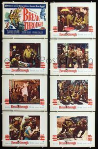 1g161 BREAKTHROUGH 8 movie lobby cards '50 John Agar, World War II battlin' bozos!